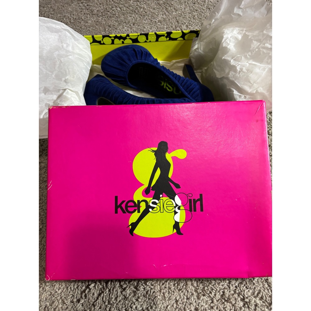Kensie Girl KG-Pelle Royal Blue Velvet Pleated Platform Pumps Heels Size 6.5M - Picture 6 of 7